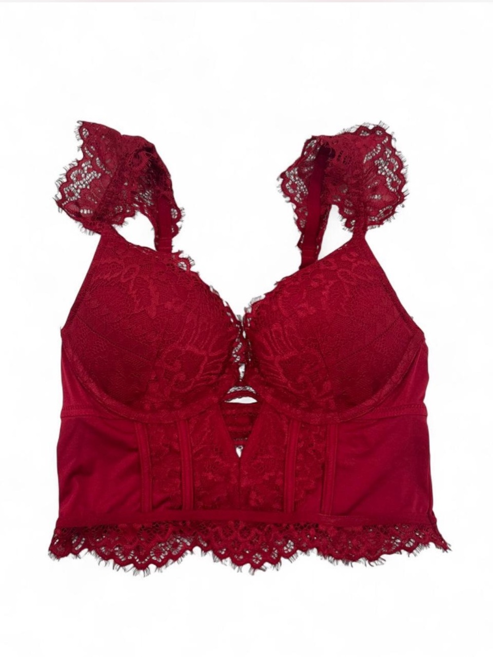 Red lace lingerie bralette